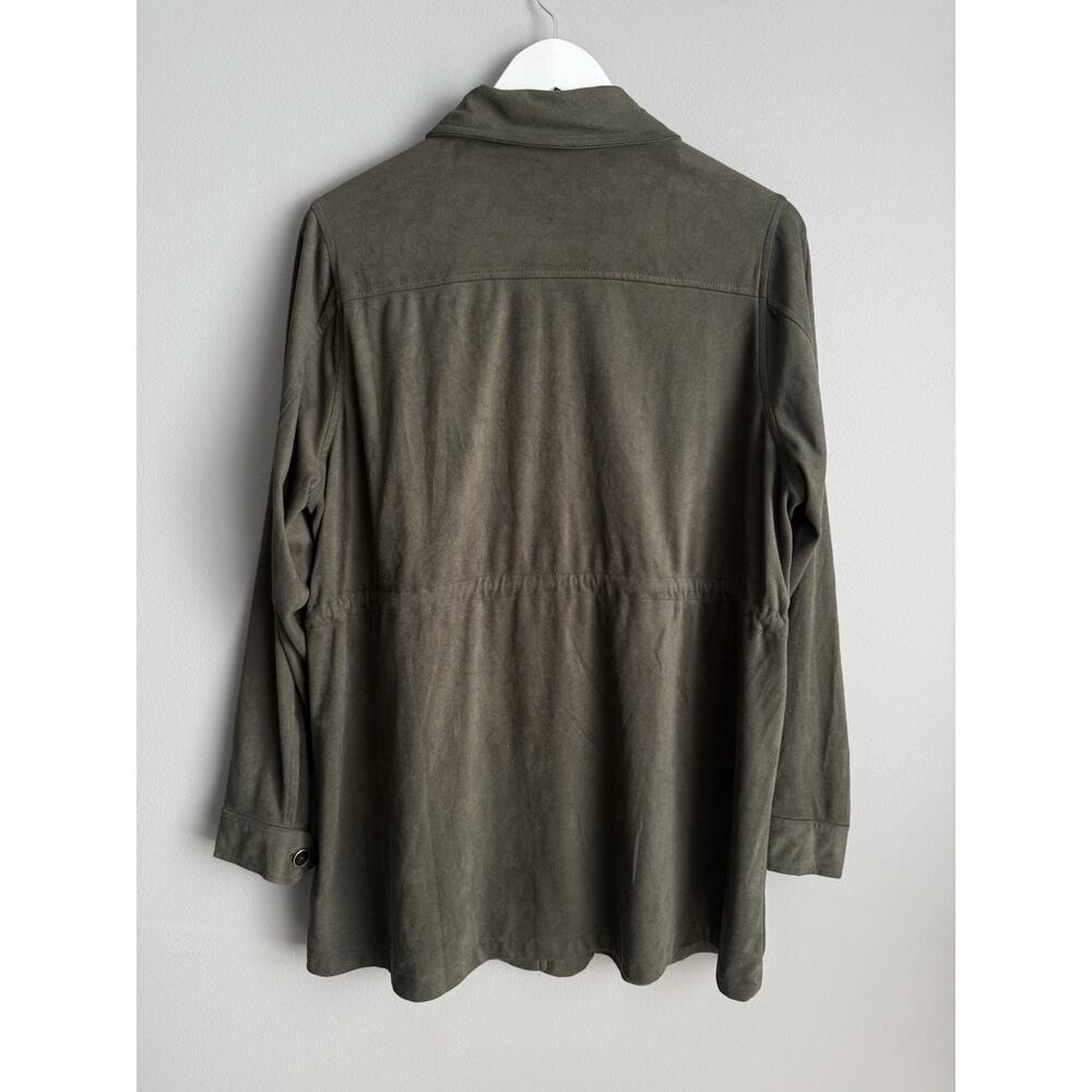 Torrid Olive Green Military Utility Jacket Shirt Size 0 Plus Size Button Front - Picture 5 of 8